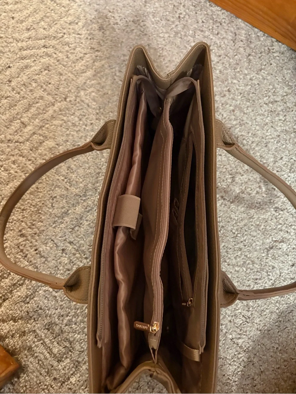 Taupe Leather Laptop Tote